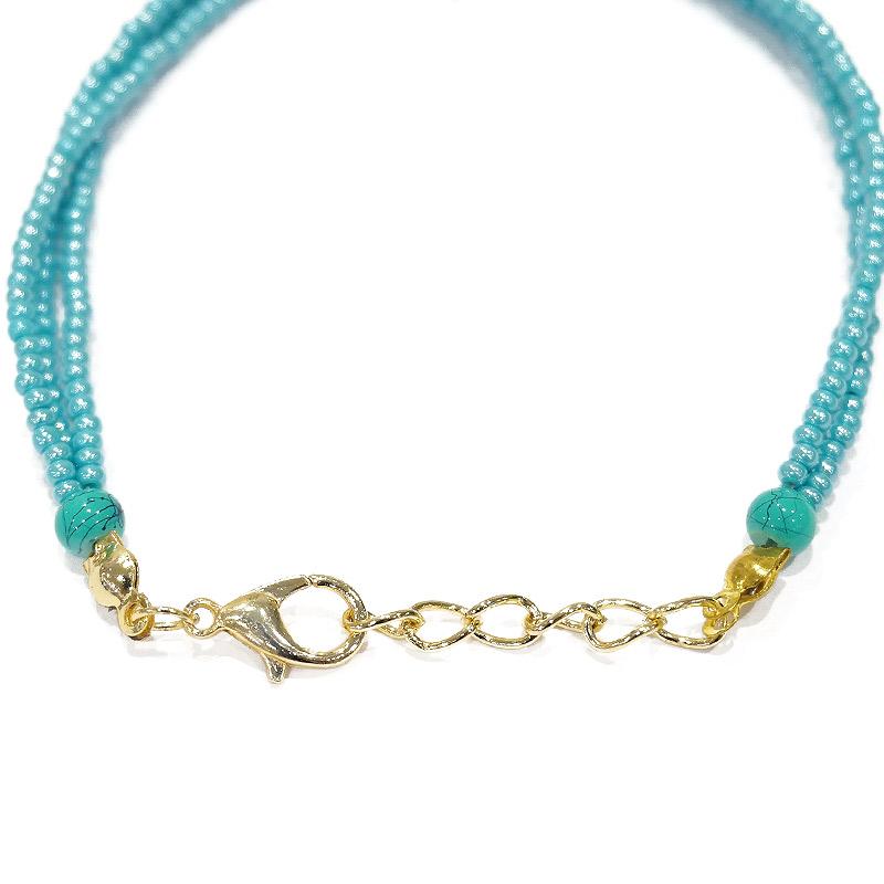 【メール便ＯＫ】トルコ製 ナザールボンジュウ トルコのお守り ビーズブレスレット N-B13759TQ ターコイズ |  | 02