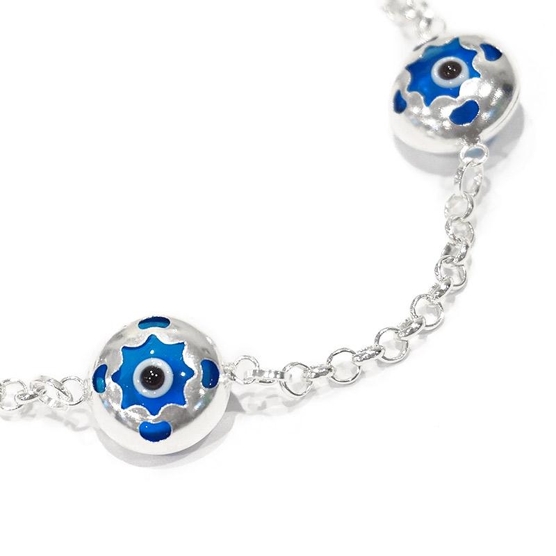 トルコ製 ナザールボンジュウ トルコのお守り シルバーブレスレット N-BS3408B |  | 01