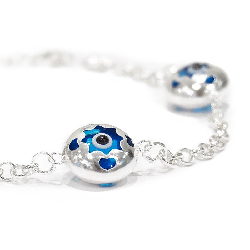 トルコ製 ナザールボンジュウ トルコのお守り シルバーブレスレット N-BS3408B |  | 02