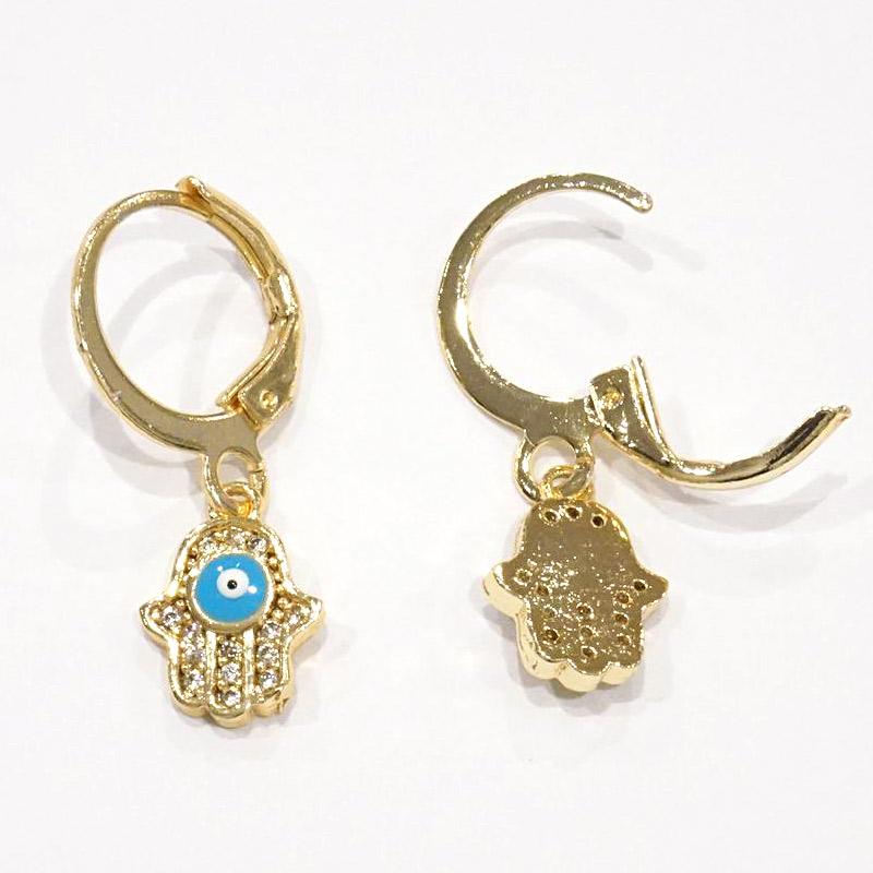 【メール便ＯＫ】トルコ製 ナザールボンジュウピアス ファティマの手/ブルー N-E4015-BL |  | 02