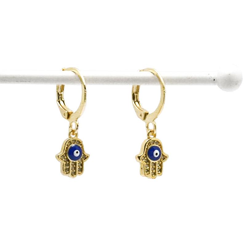 【メール便ＯＫ】トルコ製 ナザールボンジュウピアス ファティマの手/ネイビー N-E4015-NV | 