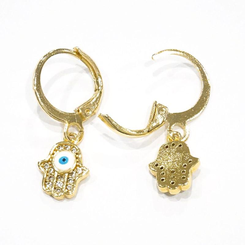 【メール便ＯＫ】トルコ製 ナザールボンジュウピアス ファティマの手/ホワイト N-E4015-WT |  | 02