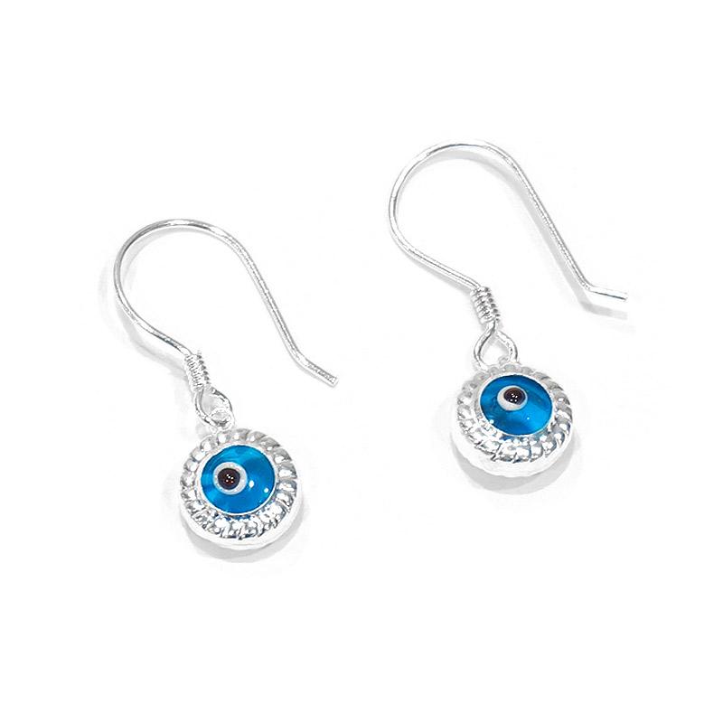【メール便ＯＫ】トルコ製 ナザールボンジュウ トルコのお守り シルバーピアス N-ES3603B シルバー925/水色目玉 | 