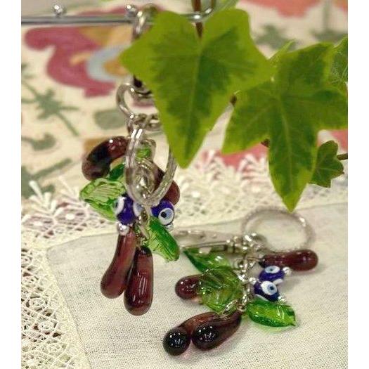 【メール便ＯＫ】トルコ製 ナザールボンジュウ トルコのお守り キーホルダー N-K007 パトゥルジャン（なす） | 