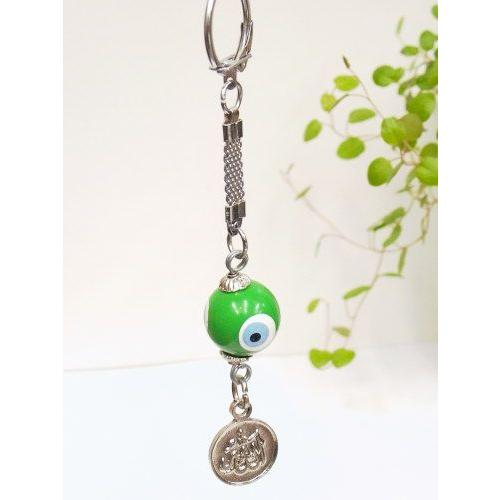 【メール便ＯＫ】トルコ製 ナザールボンジュウ トルコのお守り キーホルダー N-K011 グリーン | 