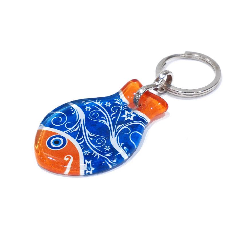 メール便OK】トルコ製 ナザールボンジュウキーホルダー お魚