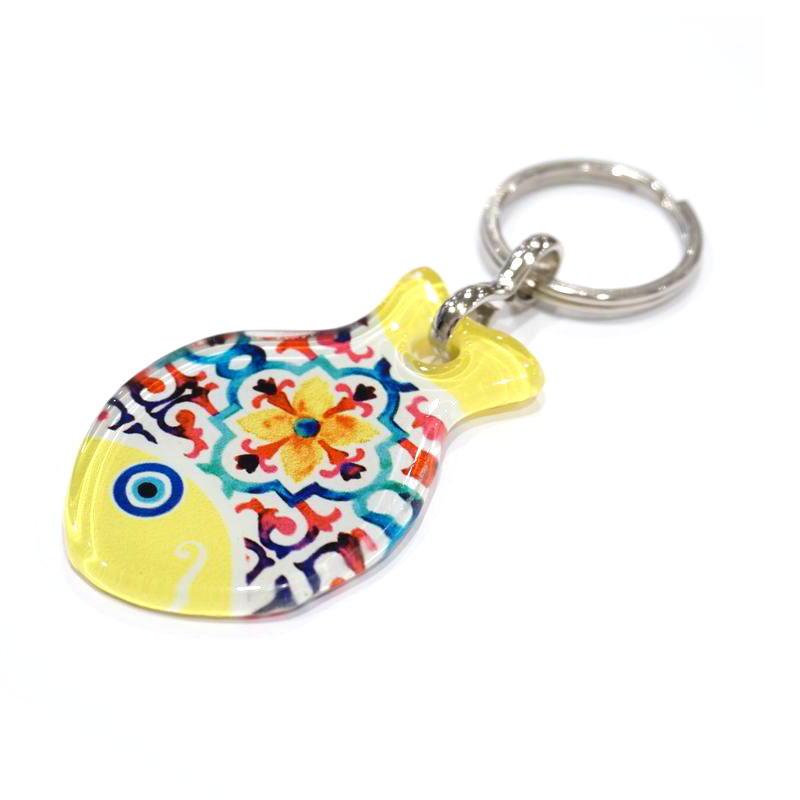 メール便OK】トルコ製 ナザールボンジュウキーホルダー お魚