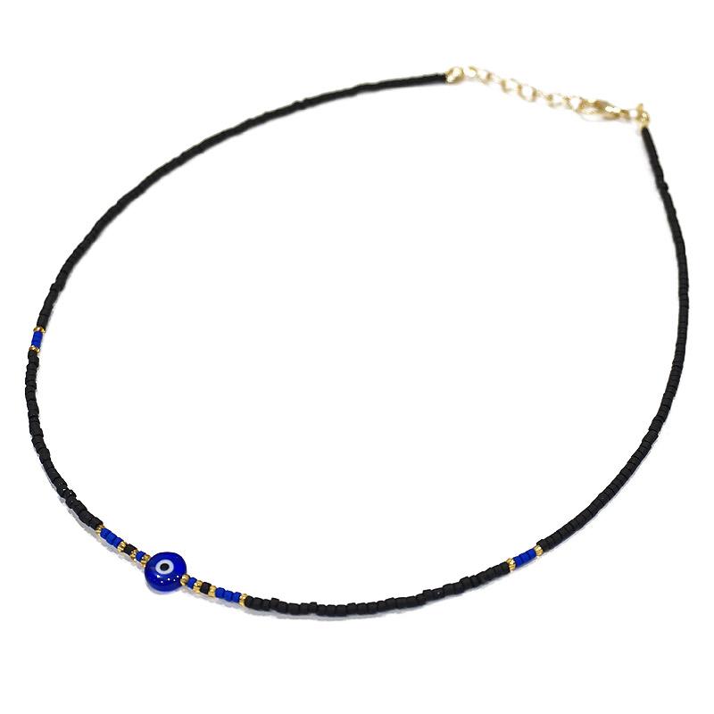【メール便ＯＫ】トルコ製 ナザールボンジュウ トルコのお守り ビーズネックレス/ブラック N-P14481BK | 