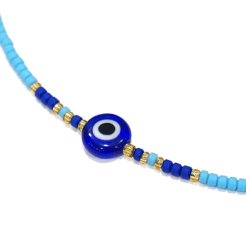 【メール便ＯＫ】トルコ製 ナザールボンジュウ トルコのお守り ビーズネックレス/ブルー N-P14481BL |  | 01