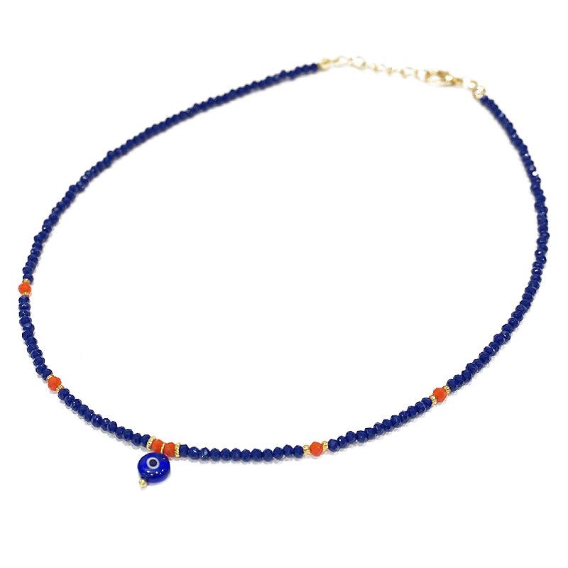 【メール便ＯＫ】トルコ製 ナザールボンジュウ トルコのお守り ビーズネックレス/ネイビー N-P14482NV | 