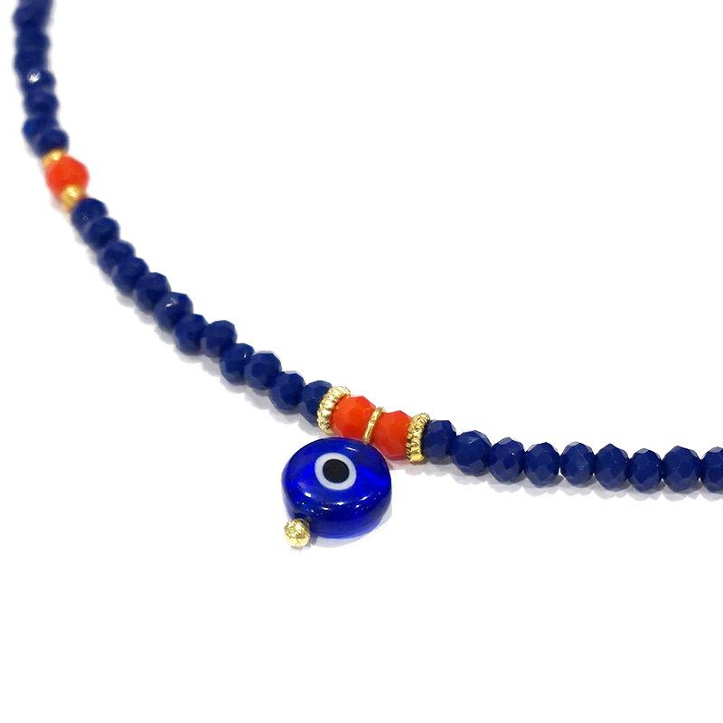 【メール便ＯＫ】トルコ製 ナザールボンジュウ トルコのお守り ビーズネックレス/ネイビー N-P14482NV |  | 01