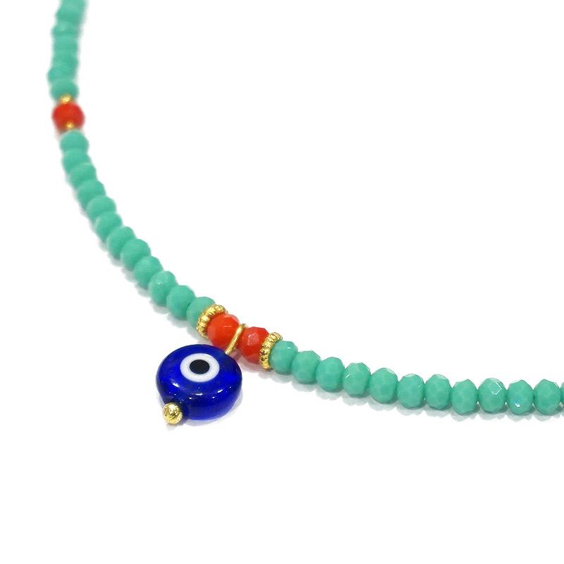【メール便ＯＫ】トルコ製 ナザールボンジュウ トルコのお守り ビーズネックレス/ターコイズ N-P14482TQ |  | 01