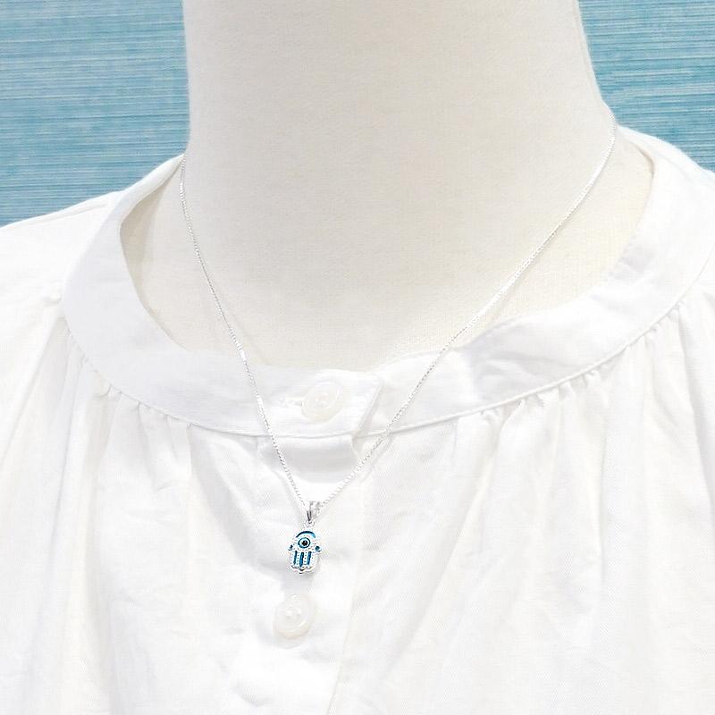 【メール便ＯＫ】トルコ製 ナザールボンジュウペンダントトップ N-PS0441B シルバー925/水色目玉 |  | 02