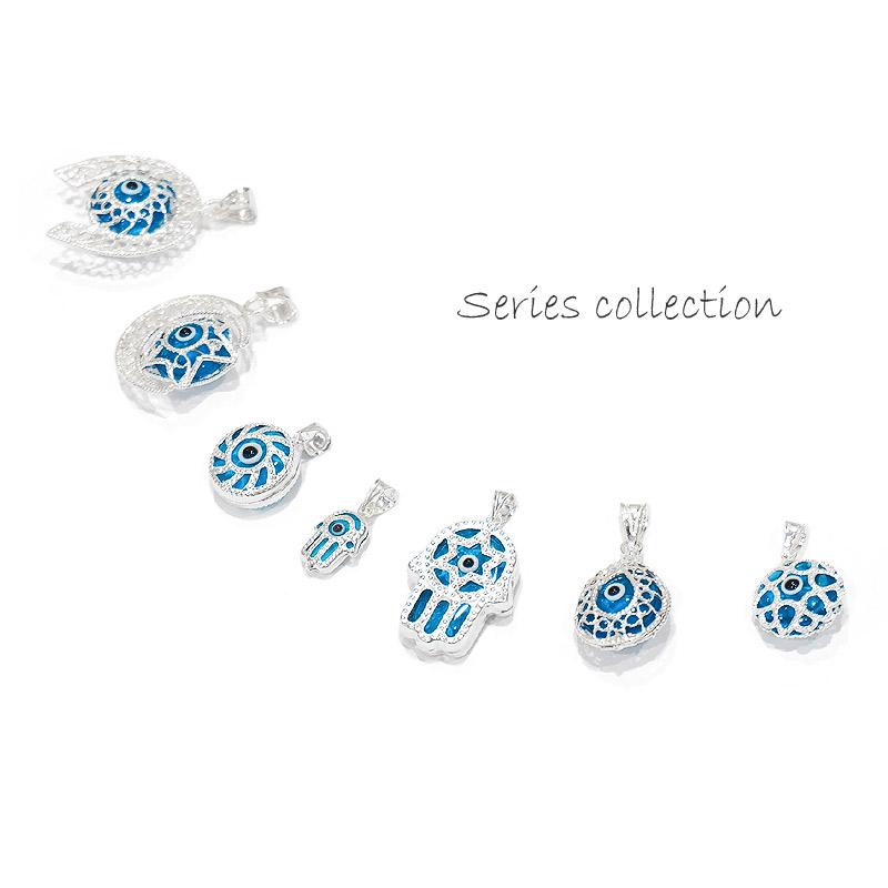 【メール便ＯＫ】トルコ製 ナザールボンジュウペンダントトップ N-PS0441B シルバー925/水色目玉 |  | 03