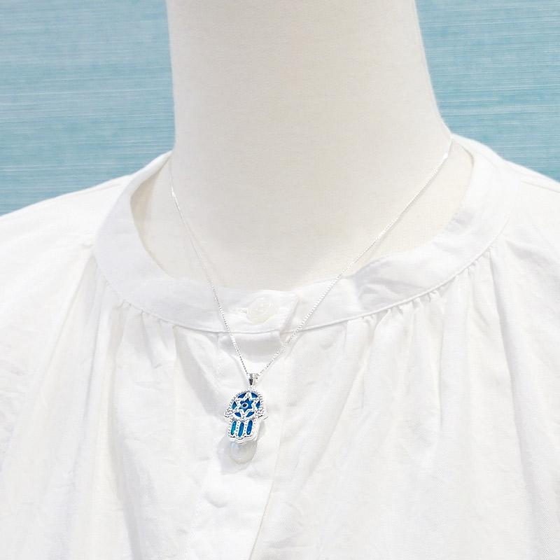 【メール便ＯＫ】トルコ製 ナザールボンジュウペンダントトップ N-PS0446B シルバー925/水色目玉 |  | 02