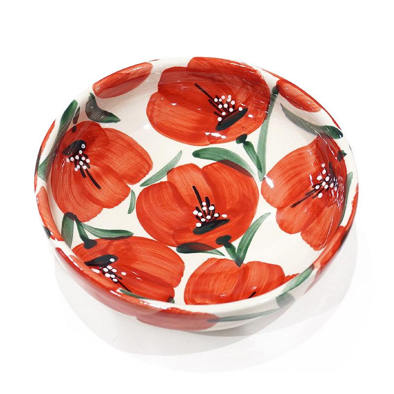 スペイン陶器 SP-19APH ボウル大/赤いポピー柄 |  | 01