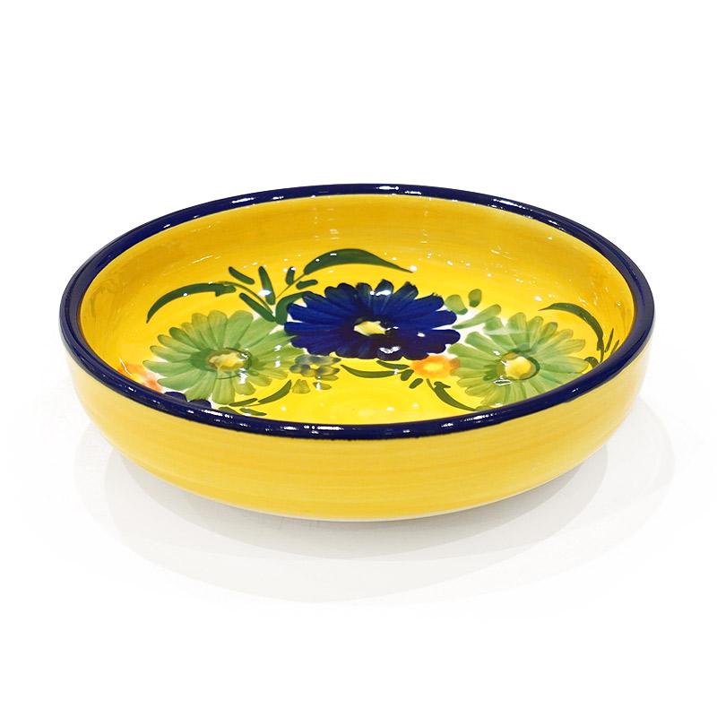 青い花柄の黄色い陶器皿 beabc9176a1bf59dd18fb5e375ccbf