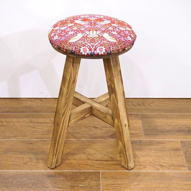 Morris Collection まんまるスツール(H45cm)　いちご泥棒/レッド　ST45-STRD | 