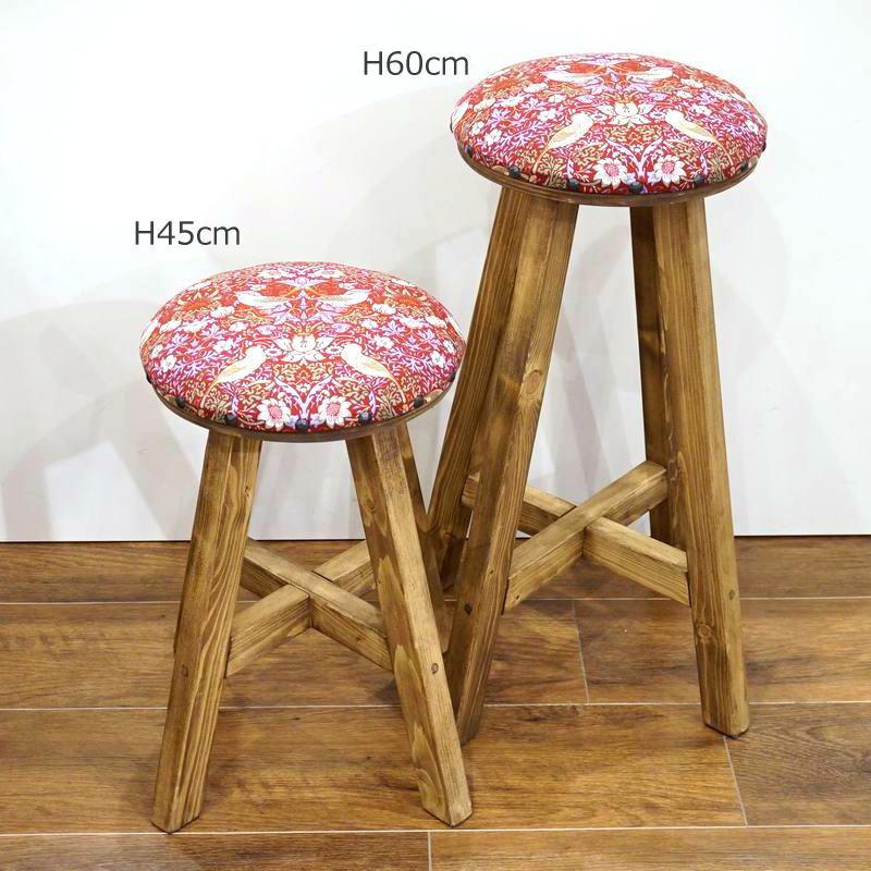 Morris Collection まんまるスツール(H45cm)　いちご泥棒/レッド　ST45-STRD |  | 07