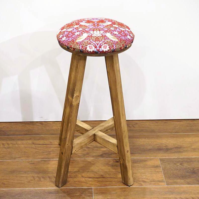 Morris Collection まんまるスツール(H60cm)　いちご泥棒/レッド　ST60-STRD | 