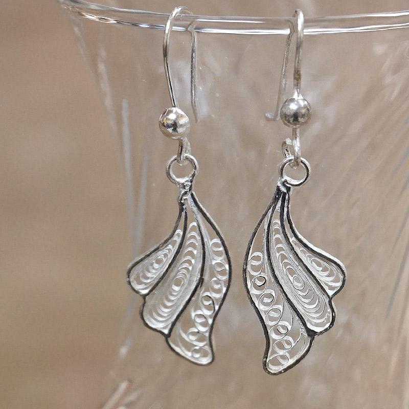 銀線細工 テルキャーリ/フィリグリー ピアス　SV-E-TKI-232　羽モチーフ | 
