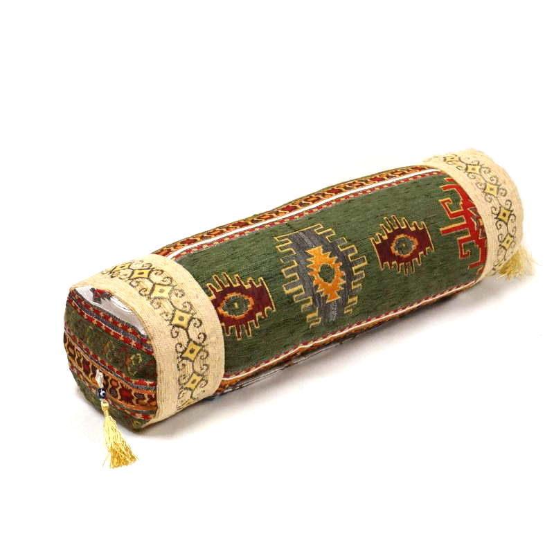 筒型クッション シェニール トルコ製 中綿付き TC-KLGR　キリム柄/グリーン |  | 01