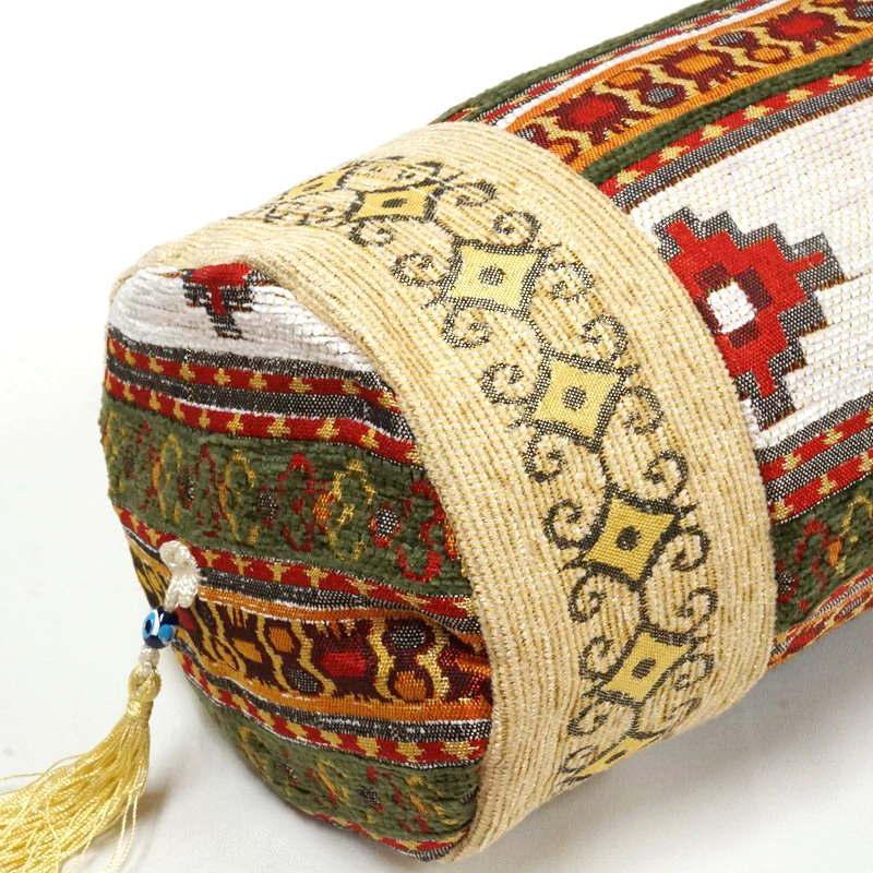 筒型クッション シェニール トルコ製 中綿付き TC-KLGR　キリム柄/グリーン |  | 02