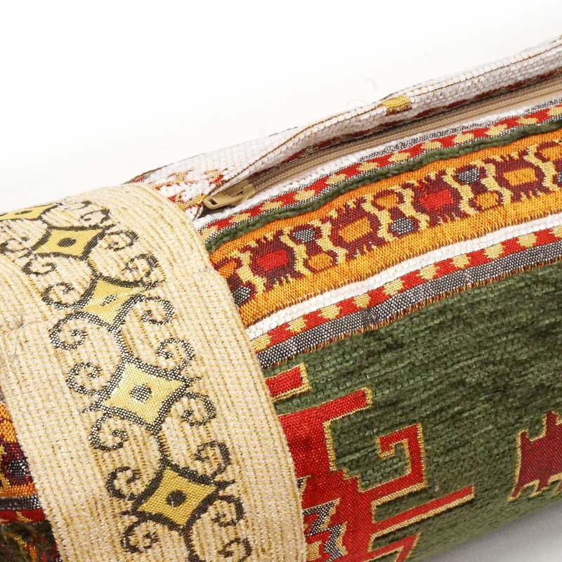 筒型クッション シェニール トルコ製 中綿付き TC-KLGR　キリム柄/グリーン |  | 03