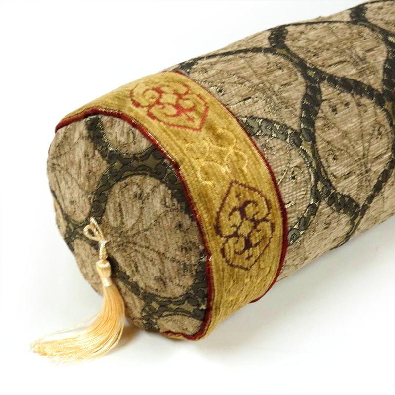 筒型クッション トルコ製 シェニール 中綿付き TC-PKBR ピーコック柄 /ベージュ |  | 01