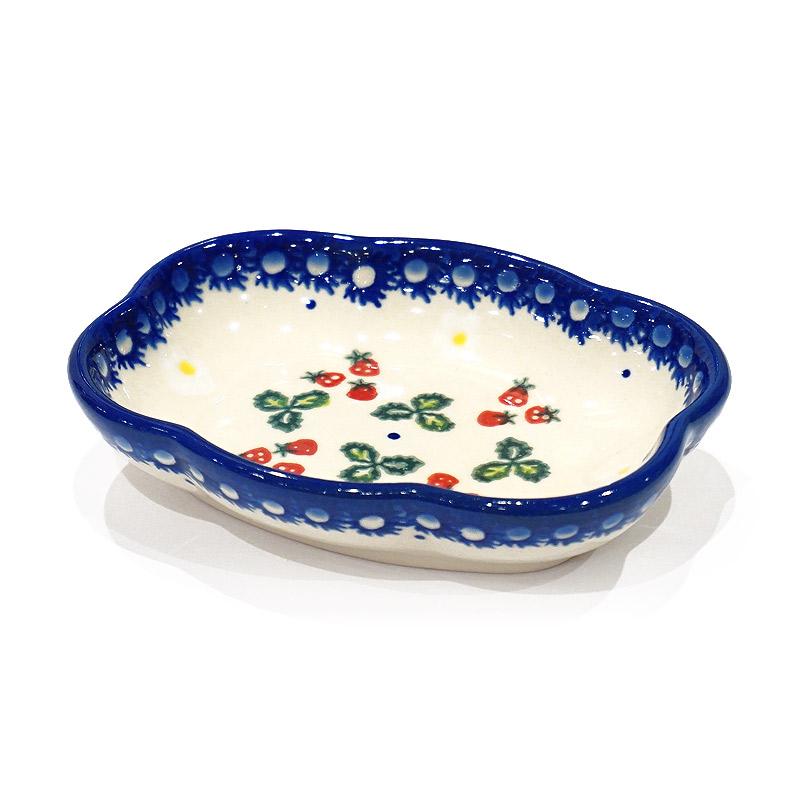 ポーランド陶器　ポーリッシュポタリー 「VENA」 クラウド深皿　V085-B264　いちご柄 | 