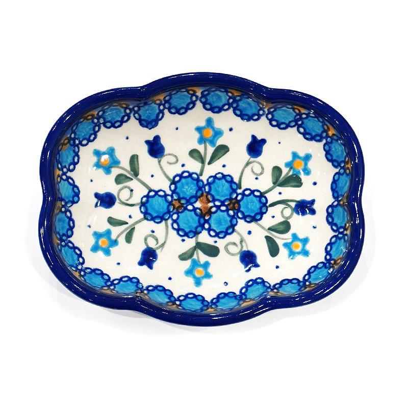 ポーランド陶器　ポーリッシュポタリー 「VENA」 クラウド深皿　V085-U006　ブルーフラワー柄 |  | 01