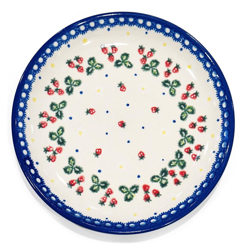 ポーランド陶器　ポーリッシュポタリー 「VENA」 プレート19cm　V132-B264　いちご柄 | 