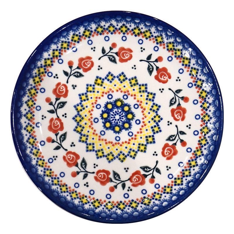 ポーランド陶器　ポーリッシュポタリー 「VENA」 プレート19cm　V132-U504　ローズ柄 | 