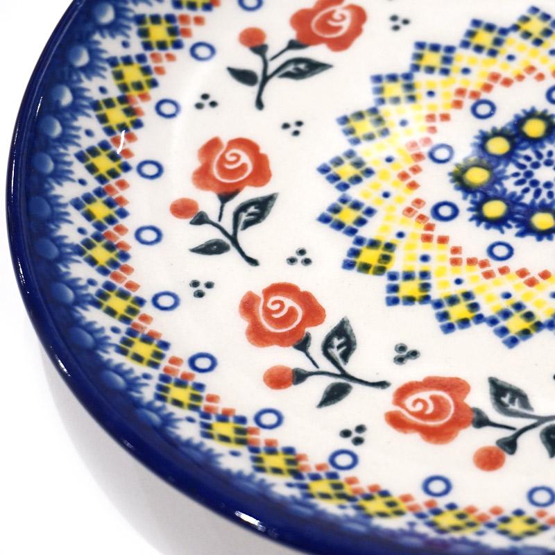 ポーランド陶器　ポーリッシュポタリー 「VENA」 プレート19cm　V132-U504　ローズ柄 |  | 01