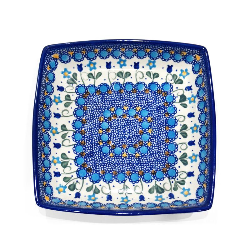 ポーランド陶器　ポーリッシュポタリー 「VENA」 タフィープレート　V210-U006　ブルーフラワー柄 |  | 01