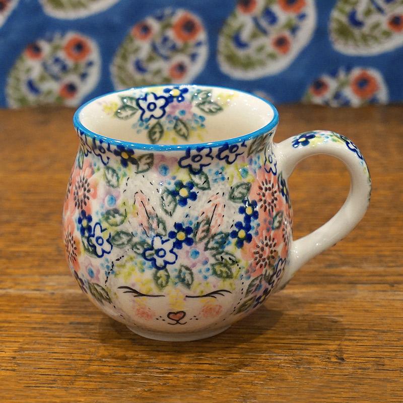 ポーランド陶器　ポーリッシュポタリー 「VENA」 マグカップ（約220ml） V337-A574　ウサギ柄 | 