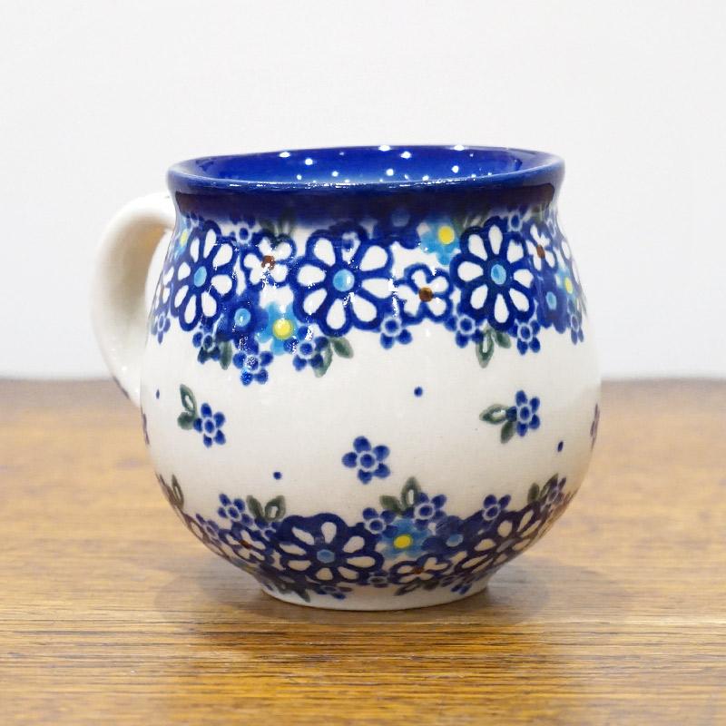 ポーランド陶器　ポーリッシュポタリー 「VENA」 マグカップ（約220ml） V337-U453　青小花 |  | 01