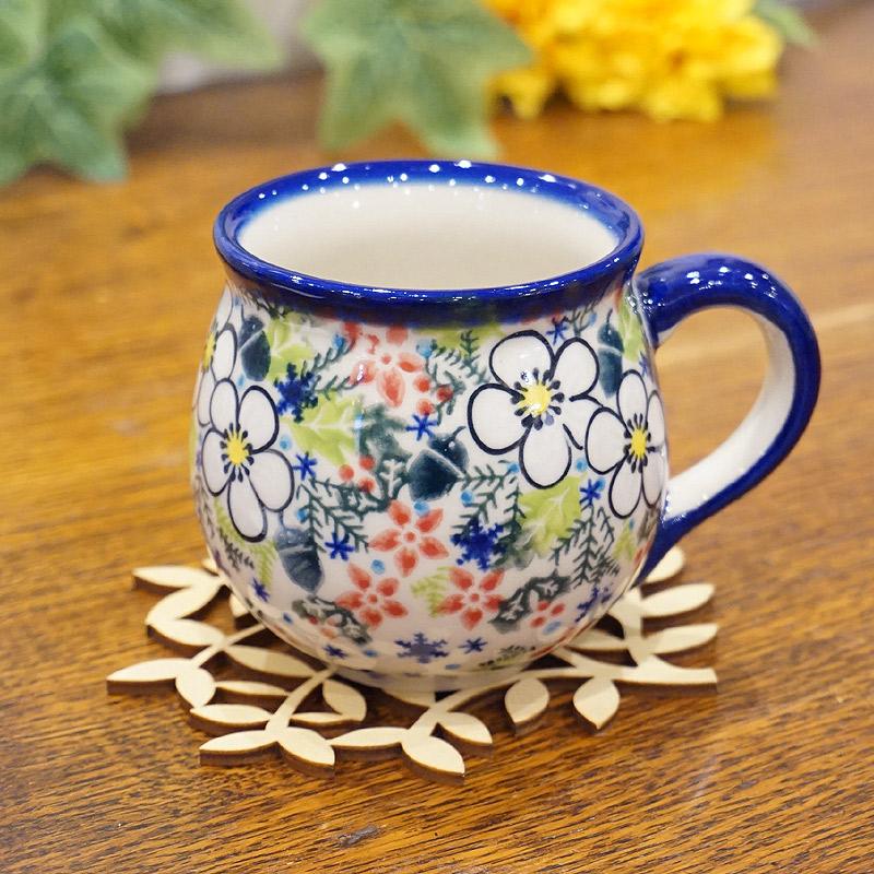 ポーランド陶器　ポーリッシュポタリー 「VENA」 マグカップ（約220cc） V337-U613　白い花 |  | 03