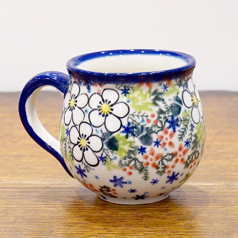 ポーランド陶器　ポーリッシュポタリー 「VENA」 マグカップ（約220cc） V337-U613　白い花 |  | 01