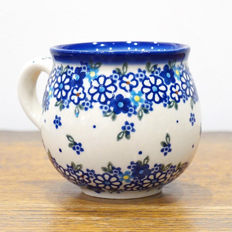 ポーランド陶器　ポーリッシュポタリー 「VENA」 マグカップ大（約340ml） V352-U453　青小花 |  | 01