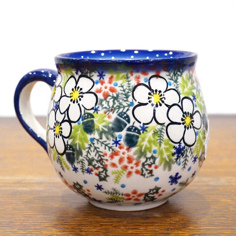 ポーランド陶器　ポーリッシュポタリー 「VENA」 マグカップ大（約340cc） V352-U613　白い花 |  | 01