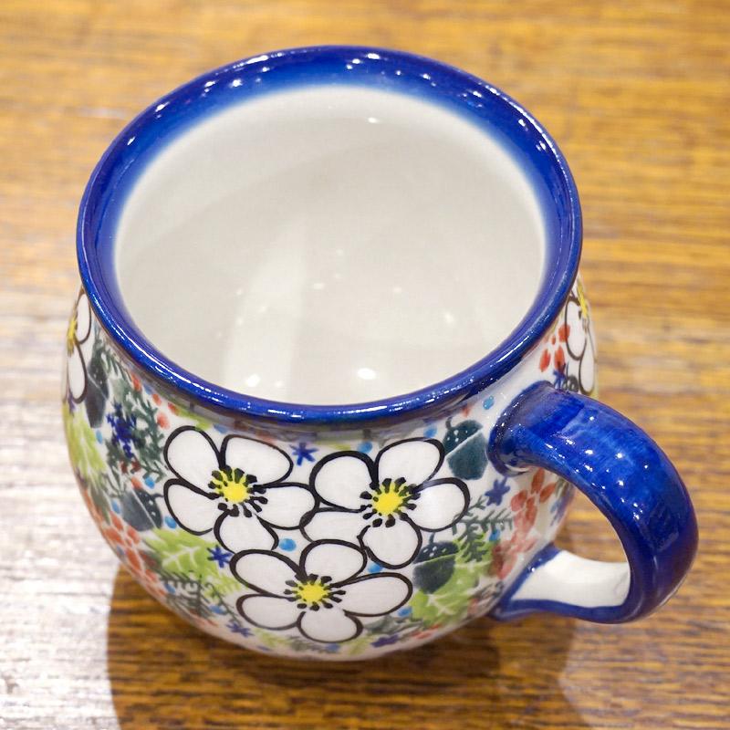 ポーランド陶器　ポーリッシュポタリー 「VENA」 マグカップ大（約340cc） V352-U613　白い花 |  | 03