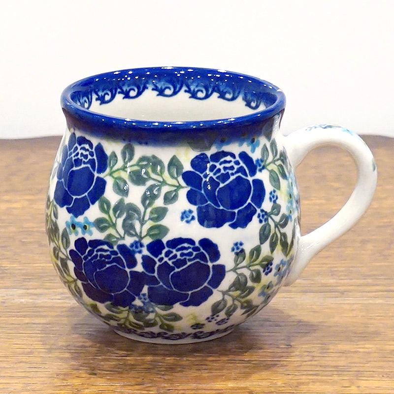 ポーランド陶器　ポーリッシュポタリー 「VENA」 マグカップ大（約340cc） V352-U624　青い薔薇 | 