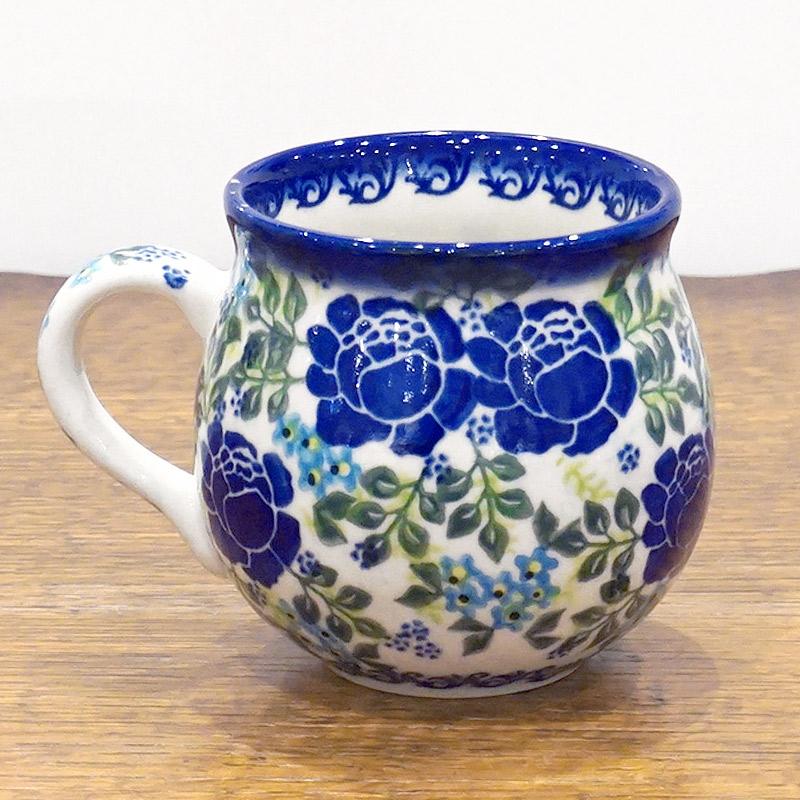 ポーランド陶器　ポーリッシュポタリー 「VENA」 マグカップ大（約340cc） V352-U624　青い薔薇 |  | 01