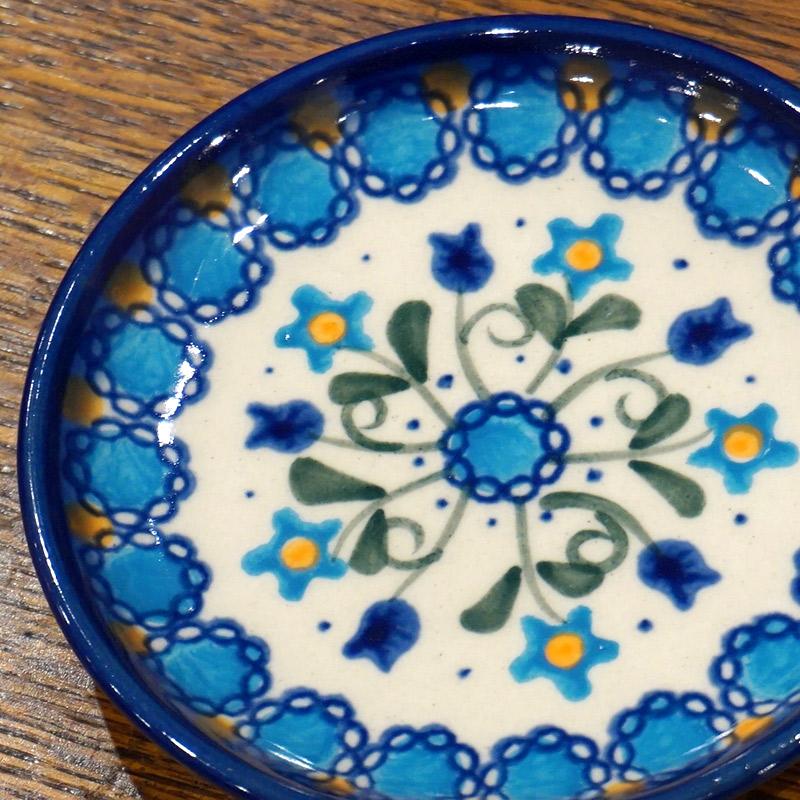ポーランド陶器　ポーリッシュポタリー 「VENA」 プレート10cm　V372-U006　ブルーフラワー柄 |  | 01