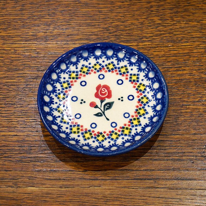 ポーランド陶器　ポーリッシュポタリー 「VENA」 プレート10cm　V372-U504　ローズ柄 | 