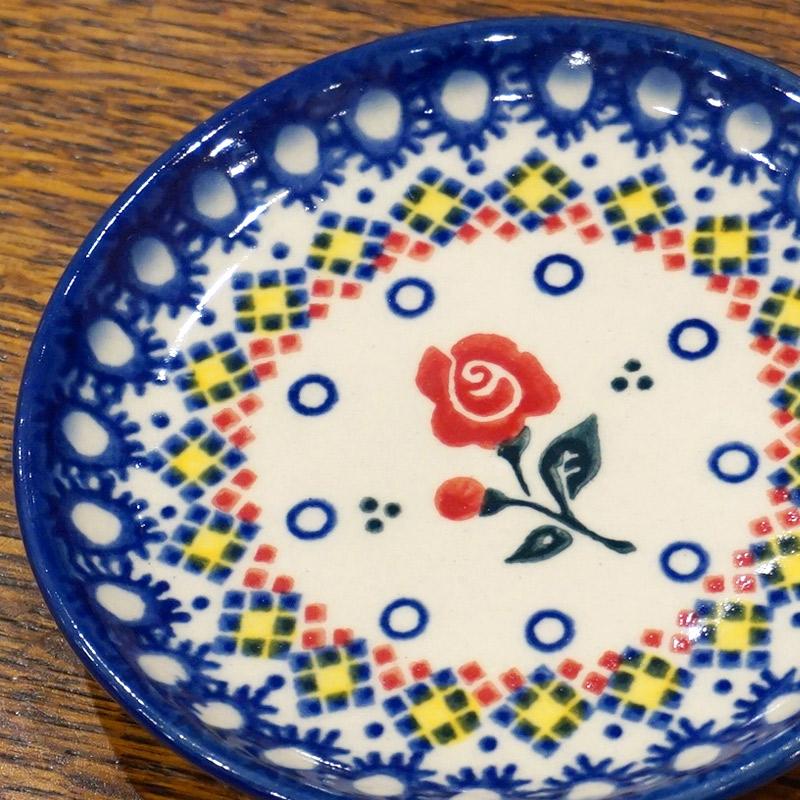 ポーランド陶器　ポーリッシュポタリー 「VENA」 プレート10cm　V372-U504　ローズ柄 |  | 01