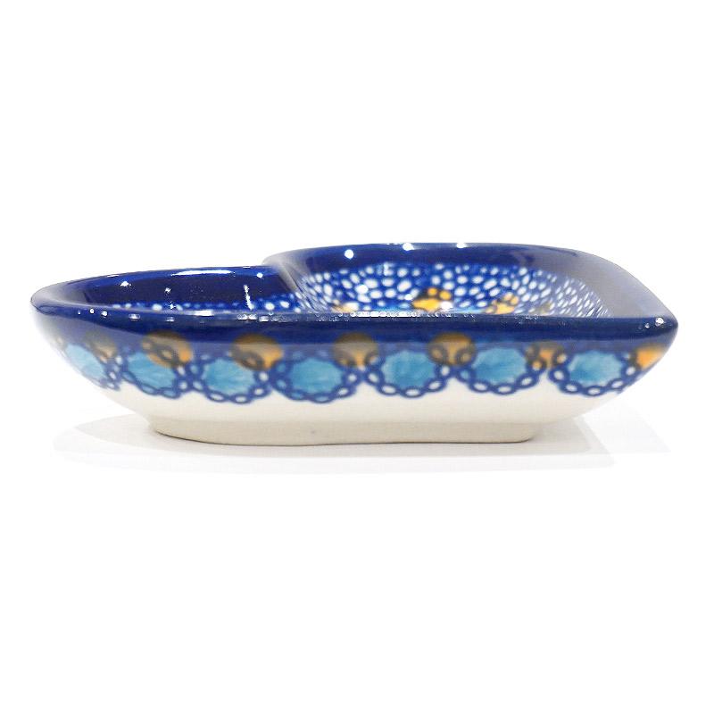 ポーランド陶器　ポーリッシュポタリー 「VENA」 ハートプレート　V392-U006　ブルーフラワー柄 |  | 02