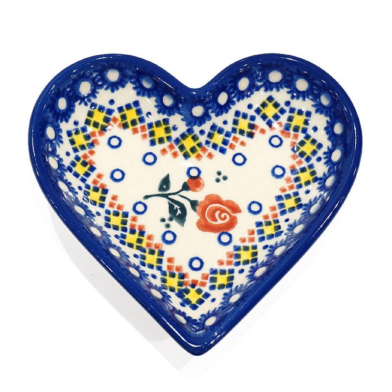 ポーランド陶器　ポーリッシュポタリー 「VENA」 ハートプレート　V392-U504　ローズ | 