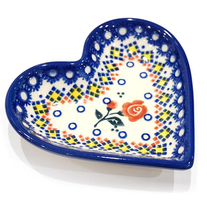 ポーランド陶器　ポーリッシュポタリー 「VENA」 ハートプレート　V392-U504　ローズ |  | 01
